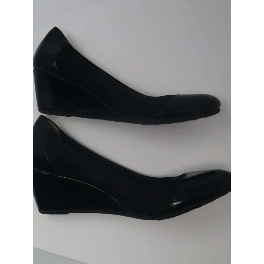 Black Wedge Pump 8.5 LifeStride Womens Juliana Patent Cap Toe Comfort Shoes